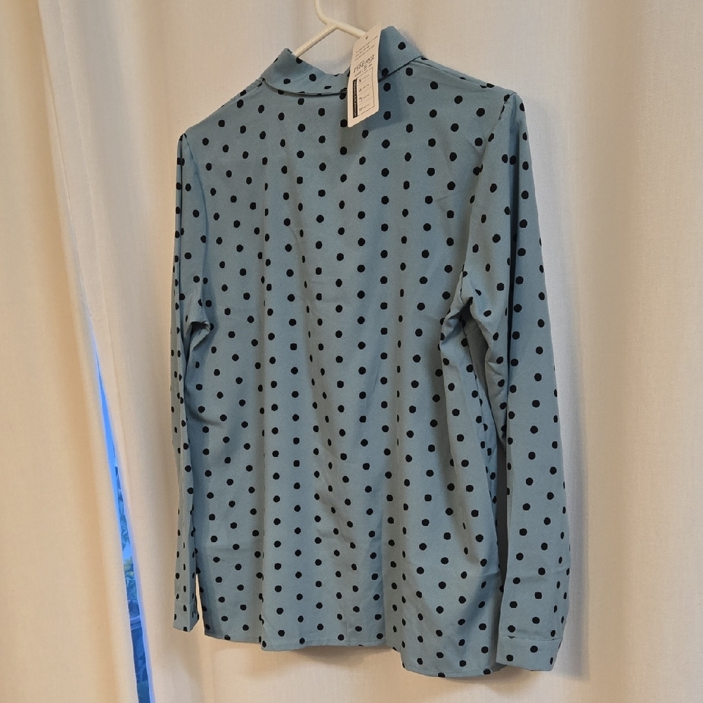 Elegant Blue Polka Dot Blouse - Picture 4 of 5